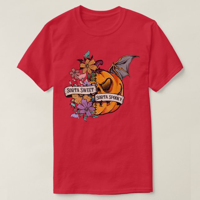 Sorta Sweet Sorta Spooky Kürbislaterne Beängstigen T-Shirt (Design vorne)