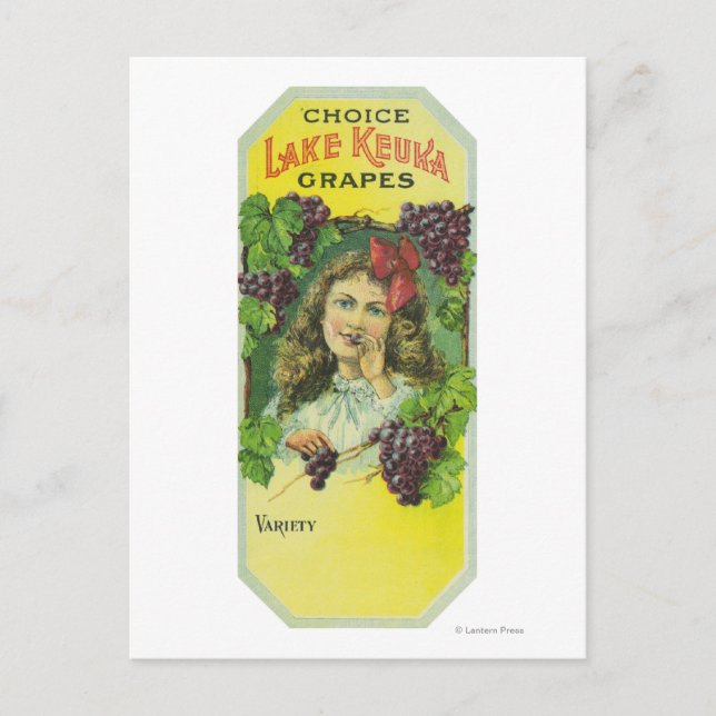 Sortenauswahl Keuka Traubenschild Postkarte (Vorderseite)