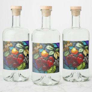 Sortenfrüchte aus Hartglas Alkoholflaschenetikett