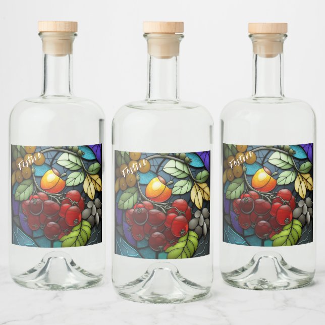 Sortenfrüchte aus Hartglas Alkoholflaschenetikett (Flaschen)