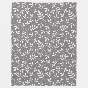 Sortierte Blätter-Muster-Creme auf Grau Fleecedecke