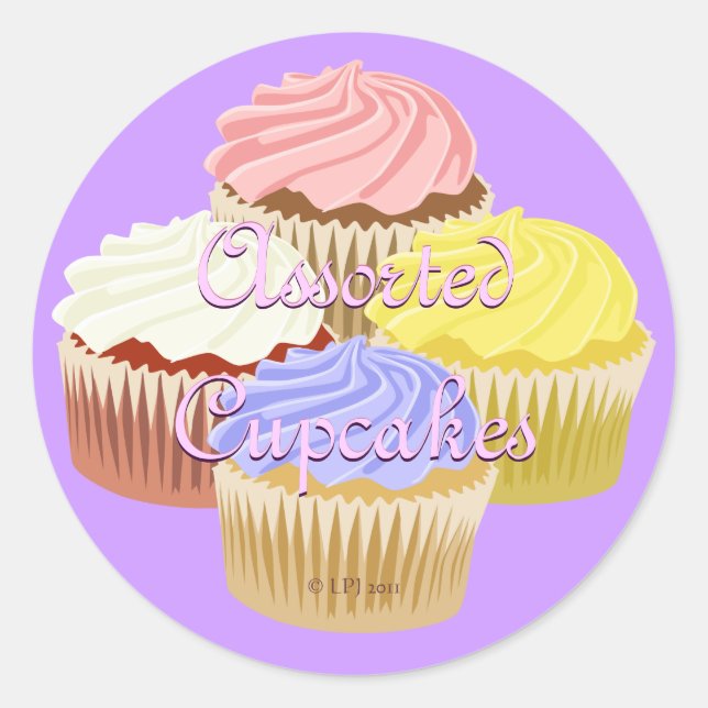 Sortierte Cupcake-Etiketten Runder Aufkleber (Vorderseite)