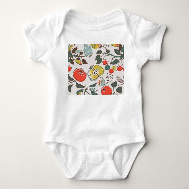 Sortierte Früchte, farbenfrohe, nahtlose Muster. Baby Strampler (Vorderseite)