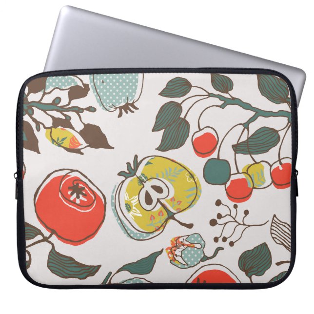 Sortierte Früchte, farbenfrohe, nahtlose Muster. Laptopschutzhülle (Vorderseite)