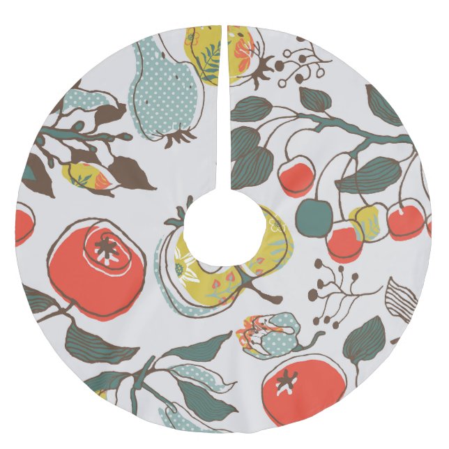 Sortierte Früchte, farbenfrohe, nahtlose Muster. Polyester Weihnachtsbaumdecke (Vorderseite)