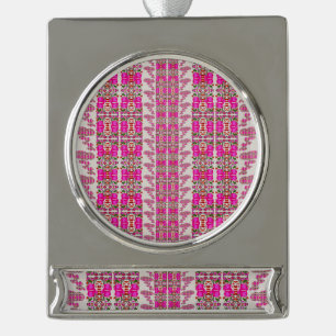 Sortierte Rosenblüten Banner-Ornament Silber