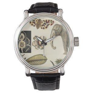 Sortierte Tiere gemalt auf Sahnehintergrund Armbanduhr
