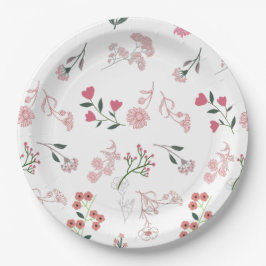 Sortierte zarte Blume in Musterdruck Pappteller