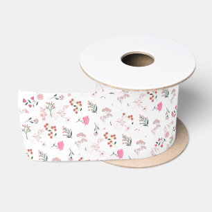 Sortierte zarte Blume in Musterdruck Satinband