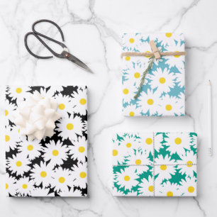Sortiment der Negative Space Daisies Geschenkpapier Set