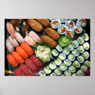 Sortiment japanischer Sushi-Favoriten Poster
