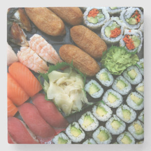 Sortiment japanischer Sushi-Favoriten Steinuntersetzer