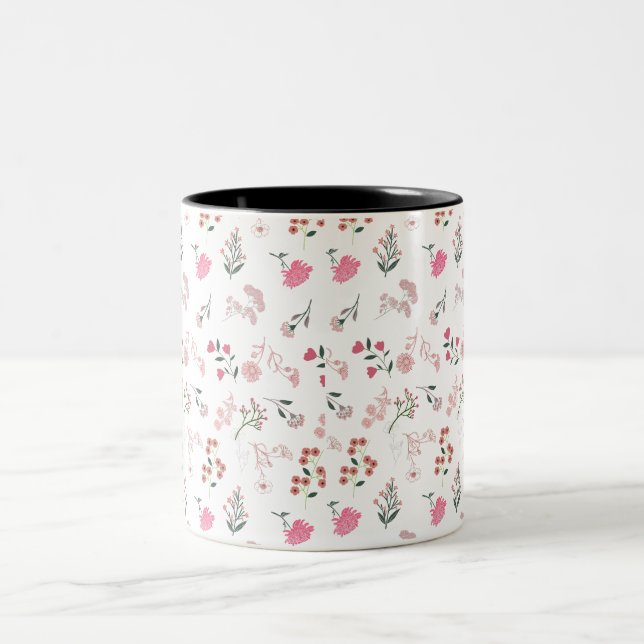 Sortiment zarter Frühlingsblumen im Muster Zweifarbige Tasse (Mittel)
