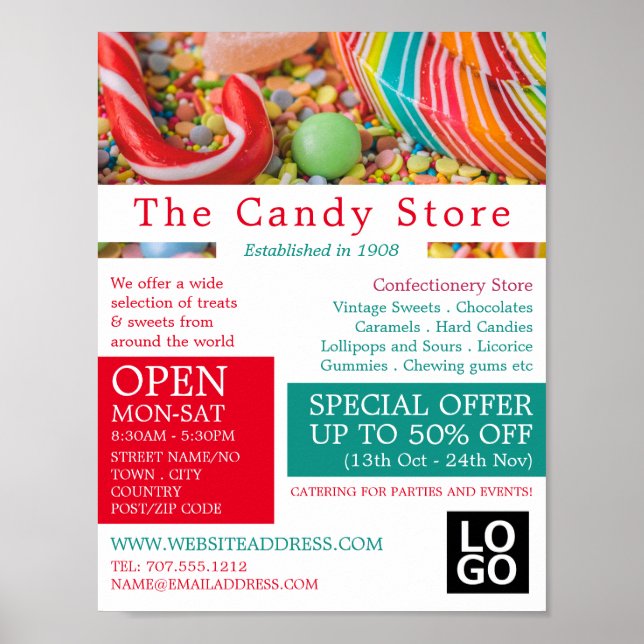 Sortited Candy, Confectionery Supplies Advertising Poster (Vorne)