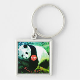 SOS Giant Panda Porte-clés carré premium