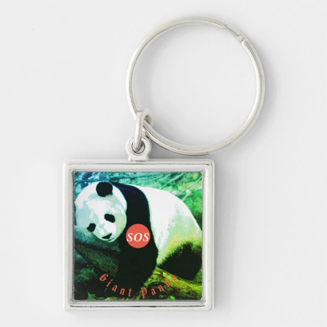 SOS Giant Panda Porte-clés carré premium (Devant)
