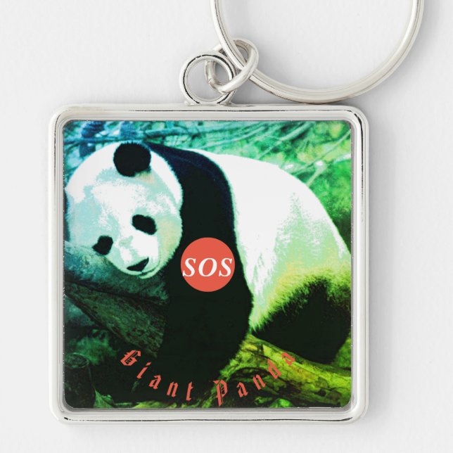 SOS Giant Panda Porte-clés carré premium - grand (Devant)