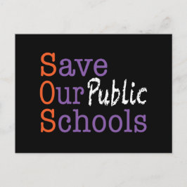 SOS Save Our Public Schools Postcard Postkarte