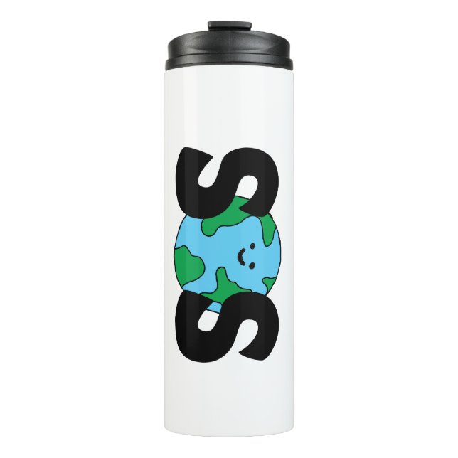 SOS World Ecofriendly Icon Happy Earth Clipart Öko Thermosbecher (Vorderseite)