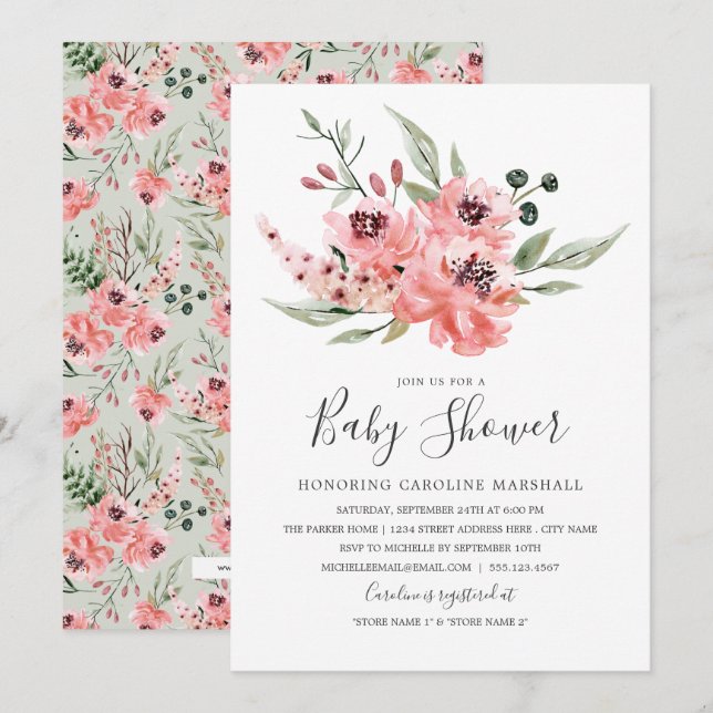 Soucieux | Invitation Baby shower (Devant / Derrière)