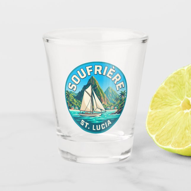 Soufrière St. Lucia Schnapsglas (Vorderseite)