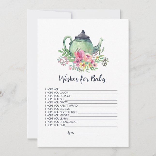 Souhaits de théière d'aquarelle pour la carte de (Devant)