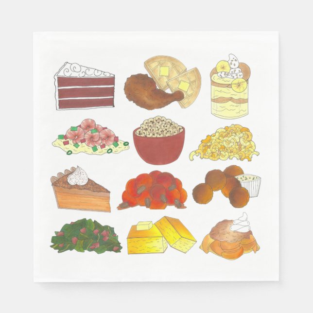 Soul Food Favoriten Feinschmecker Südlicher Brunch Serviette (Vorderseite)