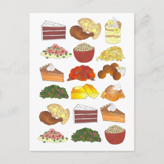 Soul Food Favorites Feinschmecker Südliche Küche Ankündigungspostkarte (Vorderseite)
