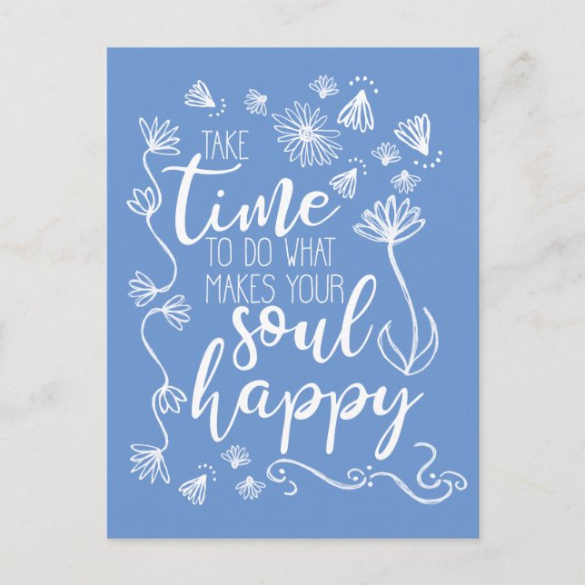 'Soul Happy' passen die Hintergrundfarbe Postkarte (Vorderseite)