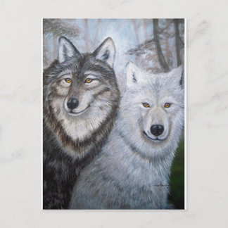 Soul Mates Wolves von Lori Karels Postkarte
