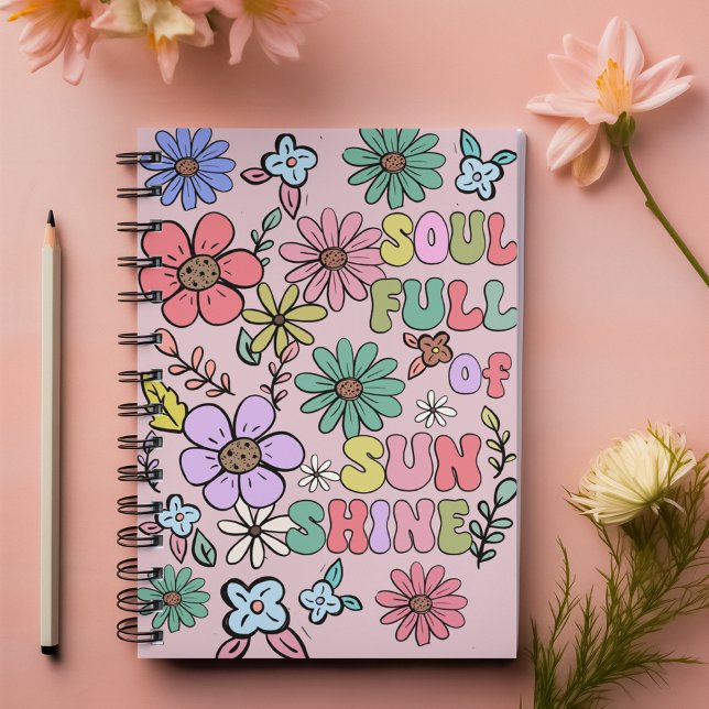 Soul mit sonnenfarbenem, individualisierbarem Name Notizbuch (Soul full of sunshine pink customizable name notebook)