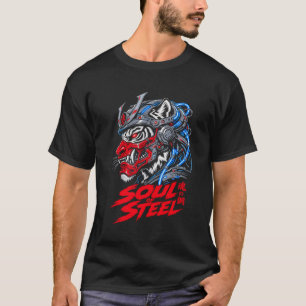 Soul Of Steel Cyber Samurai Tiger Grafik Herren T- T-Shirt