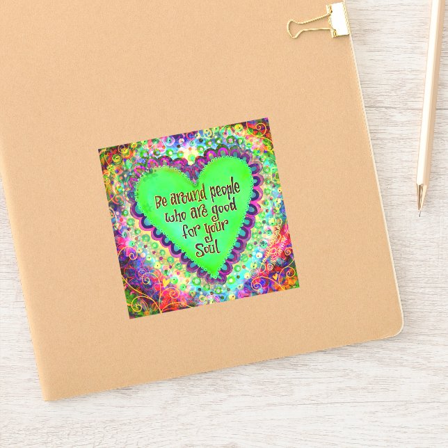 Soul People Green Heart Fun Trendy Inspirivity Aufkleber (Notizbuch)