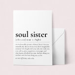 Soul Sister Definition Wörterbuch Begrüßung Karte<br><div class="desc">Suchen Sie die perfekte Karte für Ihren besten Freund? Diese Soul Sister-Definitionskarte ist die perfekte Karte, um zu zeigen, wie sehr Sie Ihre Beliebtheit schätzen! Egal ob Sie eine aussagekräftige Geburtstagskarte für Ihre beste Freundin suchen oder nur eine nachdenkliche Karte, um sie daran zu erinnern, wie besonders sie ist, diese...</div>