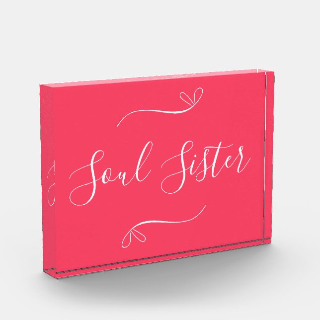Soul Sister Hot Pink Minimal Moderner Foto Block (Links)