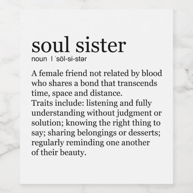Soul Sister Wine Labels Weinetikett (Einzelnes Label)