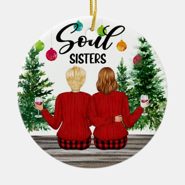 Soul Sisters Christmas Checkered Pants Personalisi Keramik Ornament (Vorne)