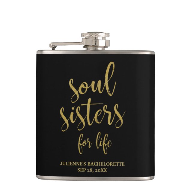 Soul Sisters for Life Glitzer Bachelorette Flachmann (Vorderseite)
