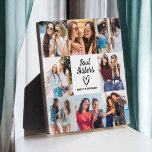 Soul Sisters Skriptgeschenk für Friends Foto Colla Fotoplatte<br><div class="desc">Das Soul Sisters Script Gift for Friends Foto Collage Plaque ist eine wunderschöne Möglichkeit, Ihre Lieblingsfreundschaft zu feiern. Mit einem stilvollen Skriptdesign mit den Worten "Soul Sisters" ermöglicht diese Plakette es Ihnen, Ihre Lieblings-Fotos zusammen hochzuladen und so einen personalisierten und herzlichen Sake zu schaffen. Ideal für Geburtstage, Feiertage oder einfach...</div>
