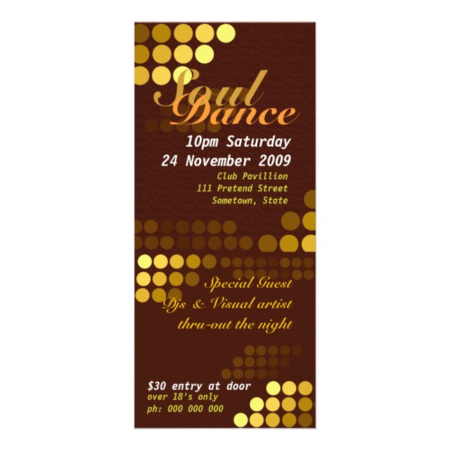 Soul-Tanz-Ereignis-Flyer-Gestell-Karte Werbekarte (Vorne)
