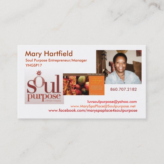 Soul-Zweck Marys Hartfield Visitenkarte (Vorderseite)