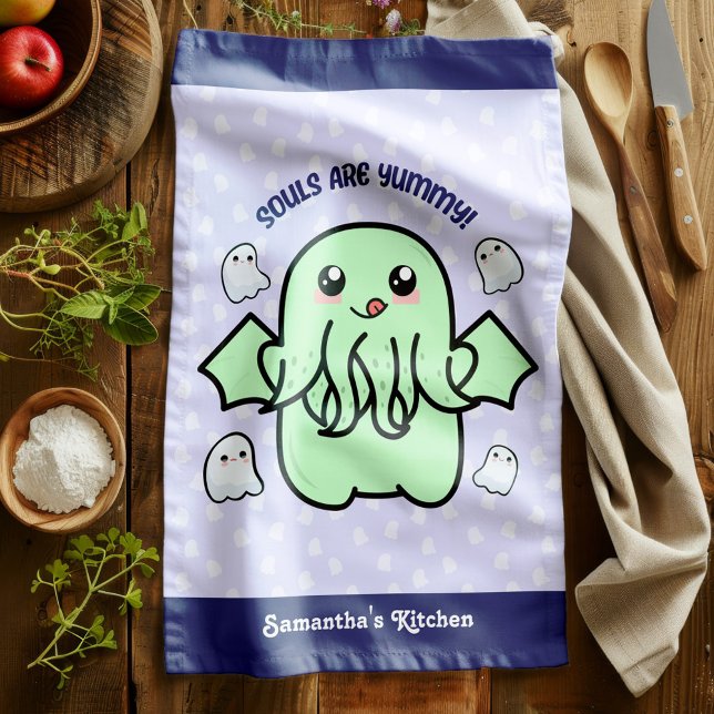 Soule sind Yummy Niedlich Cthulhu Geschirrtuch (Stay scary, while you’re cooking up spells oops I mean dinner lol. )