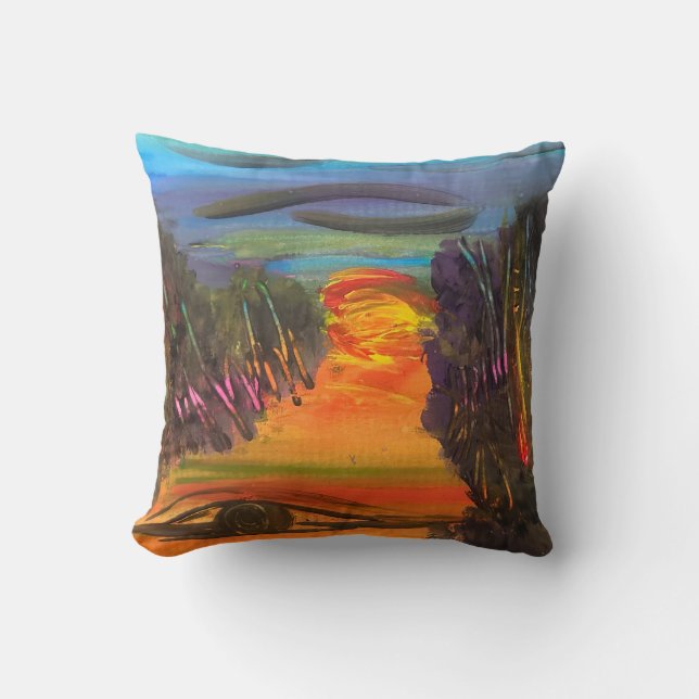 Soulful Horizon Hand Painted Design  Kissen (Vorderseite)