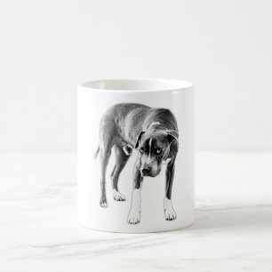 Soulful Pitbull Mix in Bold Monochrome Kaffeetasse