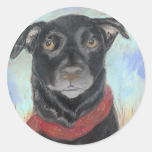 Soulful schwarzer Labrador-Pastell Runder Aufkleber