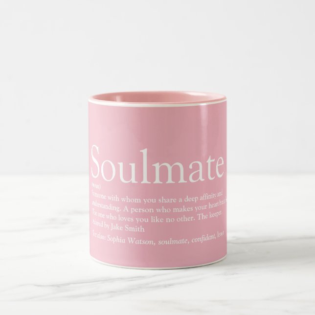 Soulmate Definition Girly Pink Fun Zweifarbige Tasse (Mittel)