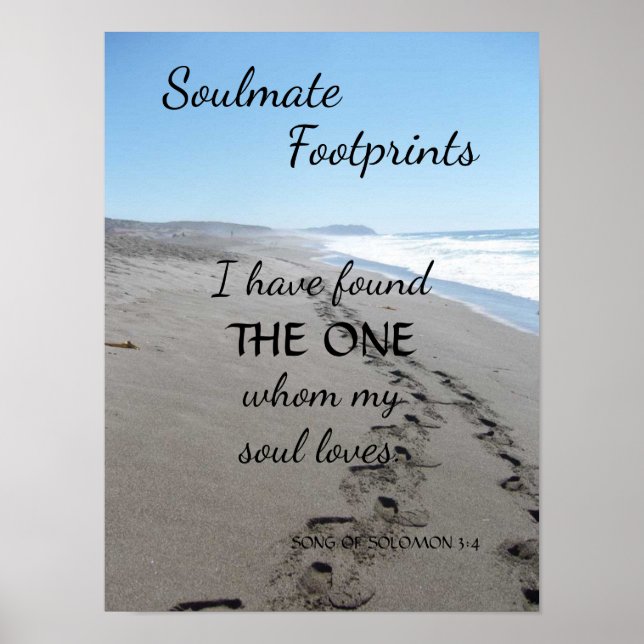 Soulmate Footprints Poster mit Gedicht (Vorne)