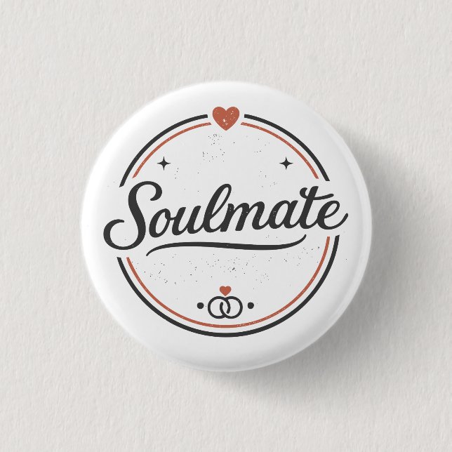 Soulmate Retro-Liebe Minimal (Hell) Paarmatching Button (Vorderseite)