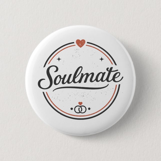 Soulmate Retro Love Minimal(Light) Couple Matching Button (Vorderseite)
