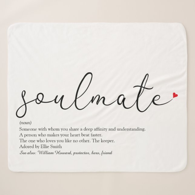 Soulmate Script Liebe Heart Definition Sherpadecke (Vorderseite (Horizontal))